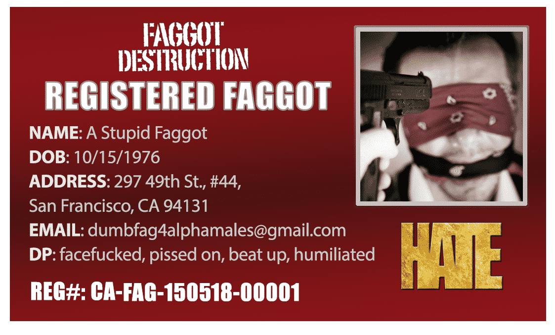 First batch of Faggot Registration Cards